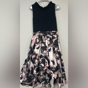 SLNY Black and Pink Floral ladies Formal Dress